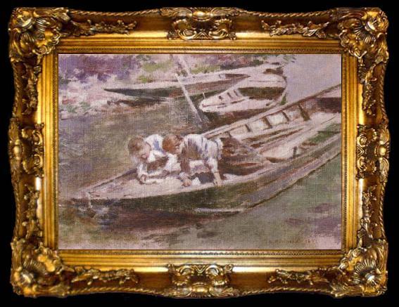 framed  Theodore Robinson Two in a Boat, ta009-2